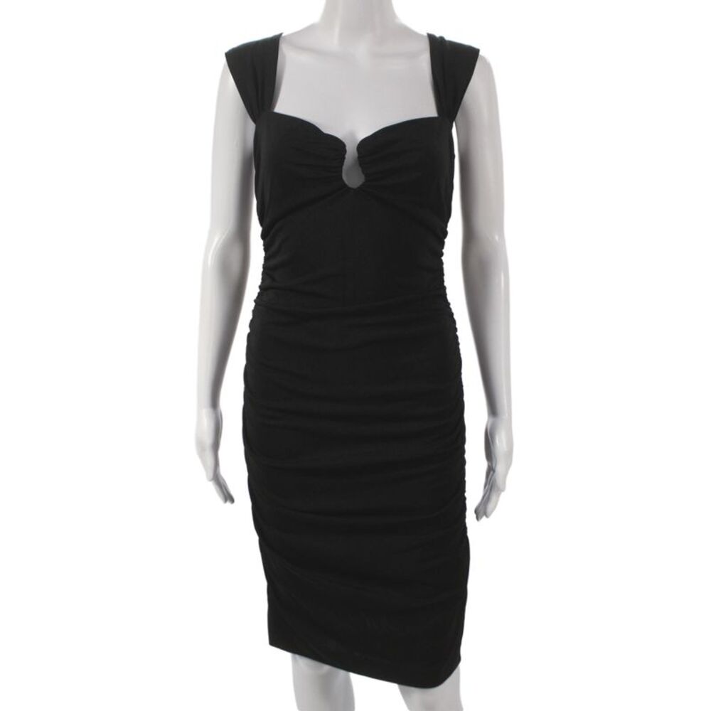 Nicole Miller Collection Women Bodycon Dress Black Zip Knee-Length Size 4